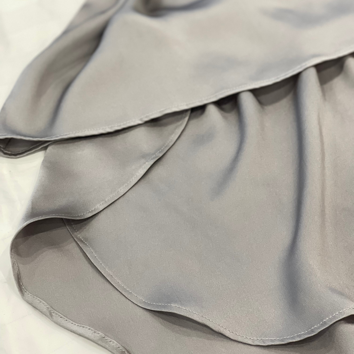 Light Gray Charmeuse Silk Tank top and Short Set - Silk Loungewear